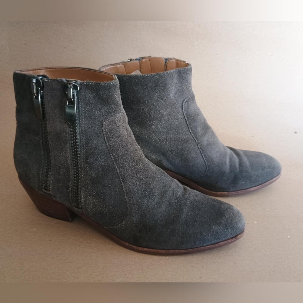 Via Spiga  Suede Double Zip Ankle Boots “Celina” Gray SZ EUR 38 US 8 Leather